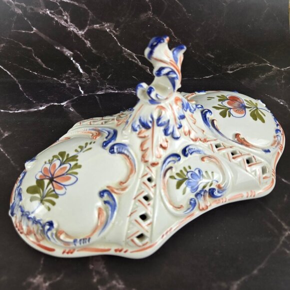 Hand Painted Ceramic Ceramiche Leonardo Italian Lidded Compote Bowl Floral NWT - Picture 10 of 16
